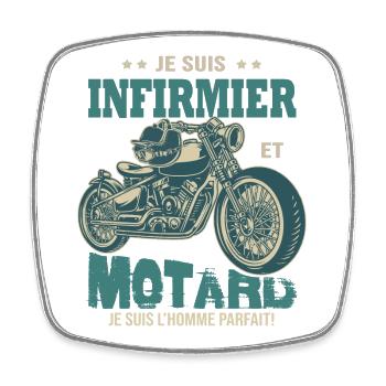 motard parfait infirmier parfait - Magnet carré - blanc - Devant