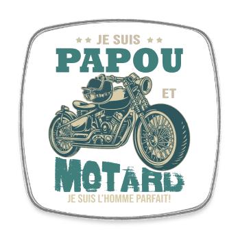 motard parfait papou parfait papa grand-père - Magnet carré - blanc - Devant