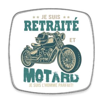 motard parfait retraité parfait retraite - Magnet carré - blanc - Devant