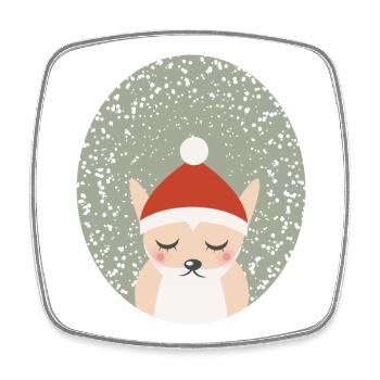 renard mignon avec chapeau de Noël du Père Noël - Magnet carré - blanc - Devant