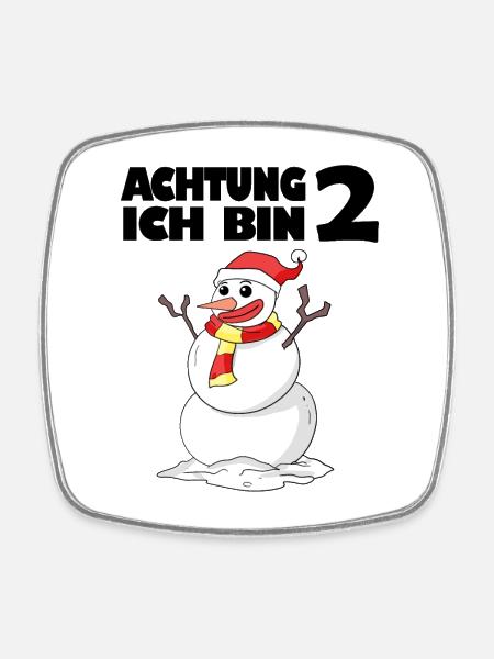 2.Geburtstag 2 Jahre alt Schneemann Geschenk - Viereckiger Kühlschrankmagnet - Weiß