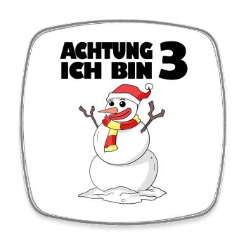 3.Geburtstag 3 Jahre alt Schneemann Geschenk - Viereckiger Kühlschrankmagnet - Weiß - Vorne
