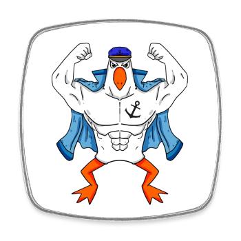 Muskelöse Seemöwe mit Anker Tattoo Möwe Geschenk - Viereckiger Kühlschrankmagnet - Weiß - Vorne