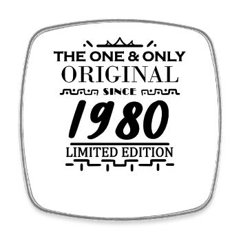 1980 - Year of construction 1980 - Born 1980 - Square fridge magnet - white - Front