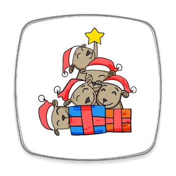 Christmas Christmas Tree Kangaroo Kangaroos - Square fridge magnet - white - Front