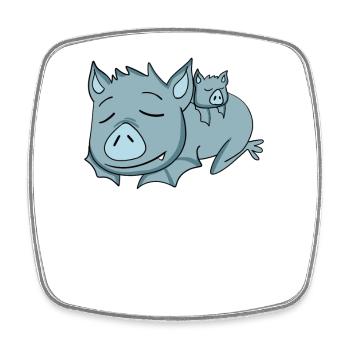 Bat with Baby Bat - Family - Square fridge magnet - white - Front