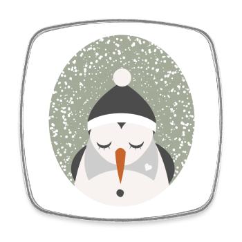 mignon bonhomme de neige avec casquette et nez de navet - Magnet carré - blanc - Devant