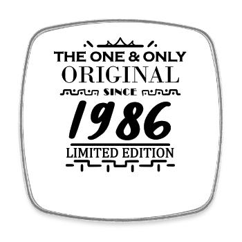 1986 - Year of construction 1986 - Born 1986 - Square fridge magnet - white - Front