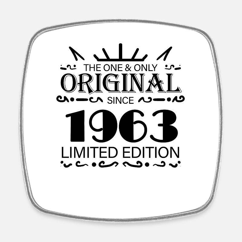 1963 - Année de construction 1963 - Né en 1963 - Magnet carré - blanc