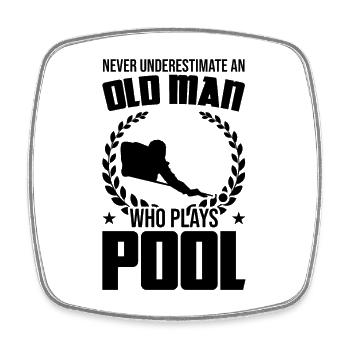 Old billiard player - Square fridge magnet - white - Front
