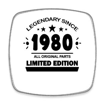 Year of construction 1980 - born 1980 - Square fridge magnet - white - Front