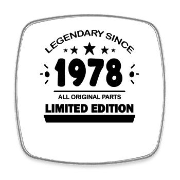 Year of construction 1978 - born 1978 - Square fridge magnet - white - Front