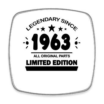 Year of construction 1963 - born 1963 - Square fridge magnet - white - Front