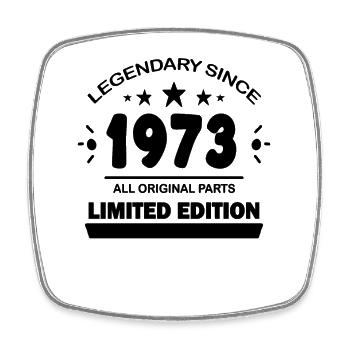 Year of construction 1973 - born 1973 - Square fridge magnet - white - Front