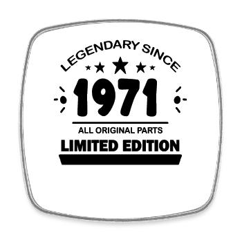 Year of construction 1971 - born 1971 - Square fridge magnet - white - Front