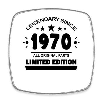 Year of construction 1970 - born 1970 - Square fridge magnet - white - Front