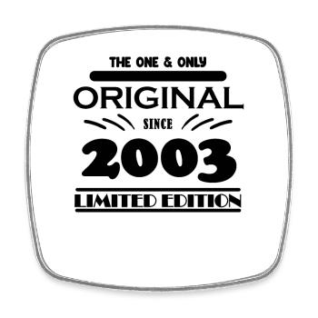 2003 - Year of construction 2003 - Born 2003 - Square fridge magnet - white - Front