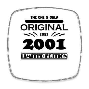2001 - Year of construction 2001 - Born 2001 - Square fridge magnet - white - Front