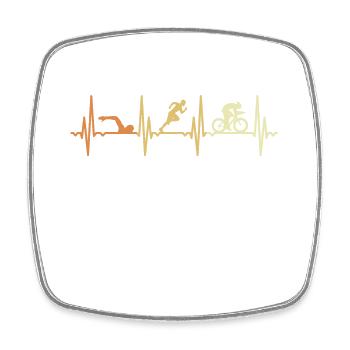 Ligne cardiaque de triathlon - Magnet carré - blanc - Devant