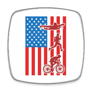 Triathlon USA Flag - Square fridge magnet - white - Front