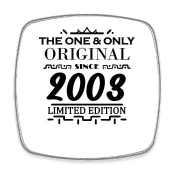 2003 - Year of construction 2003 - Born 2003 - Square fridge magnet - white - Front