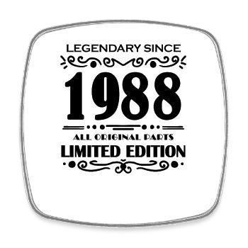 1988 - Born 1988 - Year of construction 1988 - Square fridge magnet - white - Front