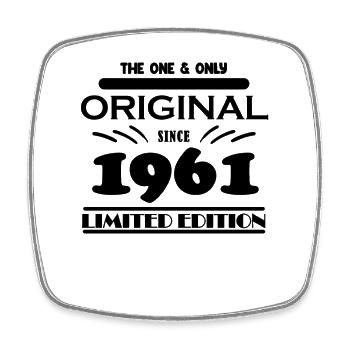 1961 - Year of construction 1961 - Born 1961 - Square fridge magnet - white - Front