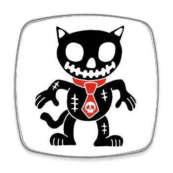 Black cat voodoo doll - Square fridge magnet - white - Front