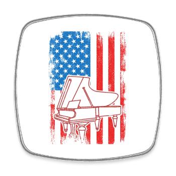 USA Flag Piano - Square fridge magnet - white - Front