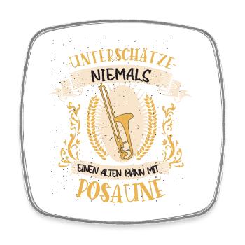 Posaune lustiger Spruch Musik Instrument Geschenk - Viereckiger Kühlschrankmagnet - Weiß - Vorne