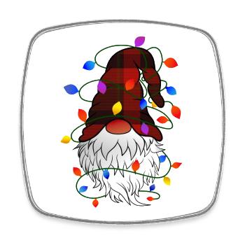 Weihnachts Gnom mit Lichterkette - Viereckiger Kühlschrankmagnet - Weiß - Vorne