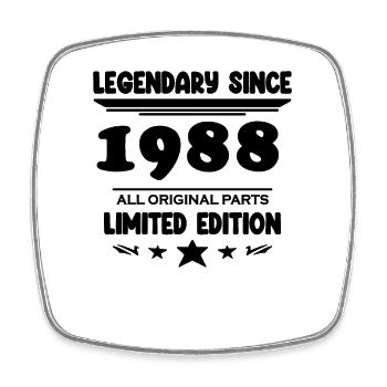 1988 - Born 1988 - Year of construction 1988 - Square fridge magnet - white - Front
