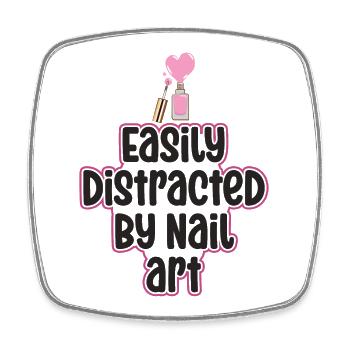 Easily distracted by Nail Art Nail Tech - Square fridge magnet - white - Front