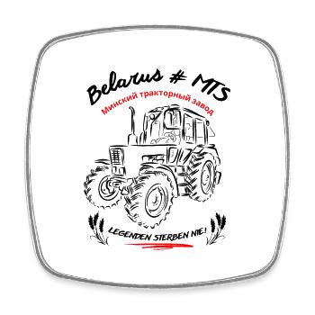 Belarus MTS / Legenden sterben nie. Ostalgie - Viereckiger Kühlschrankmagnet - Weiß - Vorne