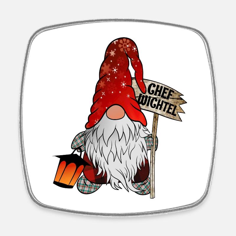 Chef Wichtel Weihnachts Gnom - Viereckiger Kühlschrankmagnet - Weiß