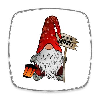 Geimpfter Wichtel Weihnachts Gnom - Viereckiger Kühlschrankmagnet - Weiß - Vorne