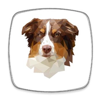 Australian Shepherd, Red Tri Polygon Stil - Viereckiger Kühlschrankmagnet - Weiß - Vorne