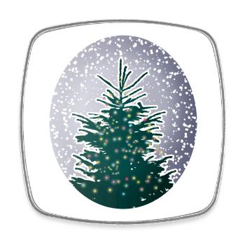 sapin de Noël illuminé dans la neige - Magnet carré - blanc - Devant
