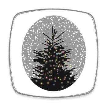 sapin de Noël illuminé dans la neige - Magnet carré - blanc - Devant