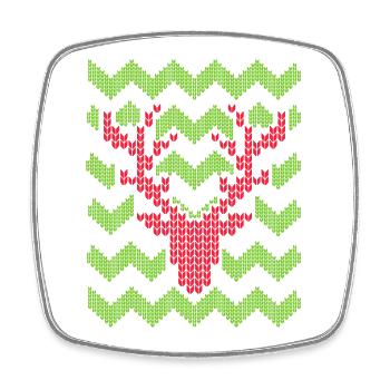 Rentier Weihnachten Strickmuster gestricktes Motiv - Viereckiger Kühlschrankmagnet - Weiß - Vorne