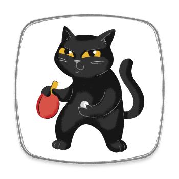 Table Tennis Katze Pingpong Outfit Cat Tischtennis - Magnet carré - blanc - Devant