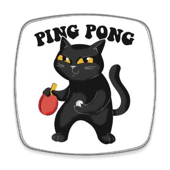Table Tennis Katze Pingpong Outfit Cat Tischtennis - Magnet carré - blanc - Devant