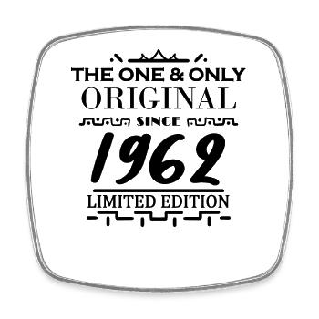 1962 - Year of construction 1962 - Born 1962 - Square fridge magnet - white - Front