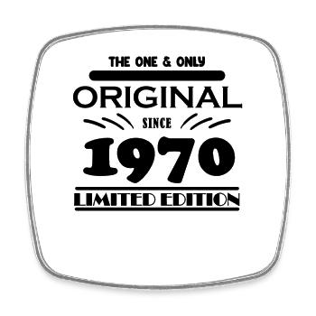 1970 - Year of construction 1970 - Born 1970 - Square fridge magnet - white - Front