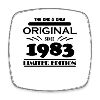 1983 - Year of construction 1983 - Born 1983 - Square fridge magnet - white - Front
