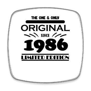 1986 - Year of construction 1986 - Born 1986 - Square fridge magnet - white - Front