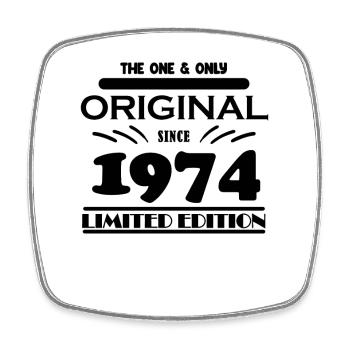 1974 - Year of construction 1974 - Born 1974 - Square fridge magnet - white - Front