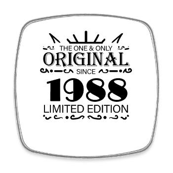 1988 - Year of construction 1988 - Born 1988 - Square fridge magnet - white - Front