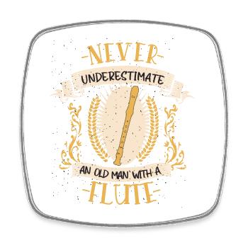 Flûte Musicien Instrument Cuivres Musique Cadeau - Magnet carré - blanc - Devant