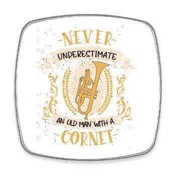 Cornet Musicien Instrument Cuivres Musique Cadeau - Magnet carré - blanc - Devant